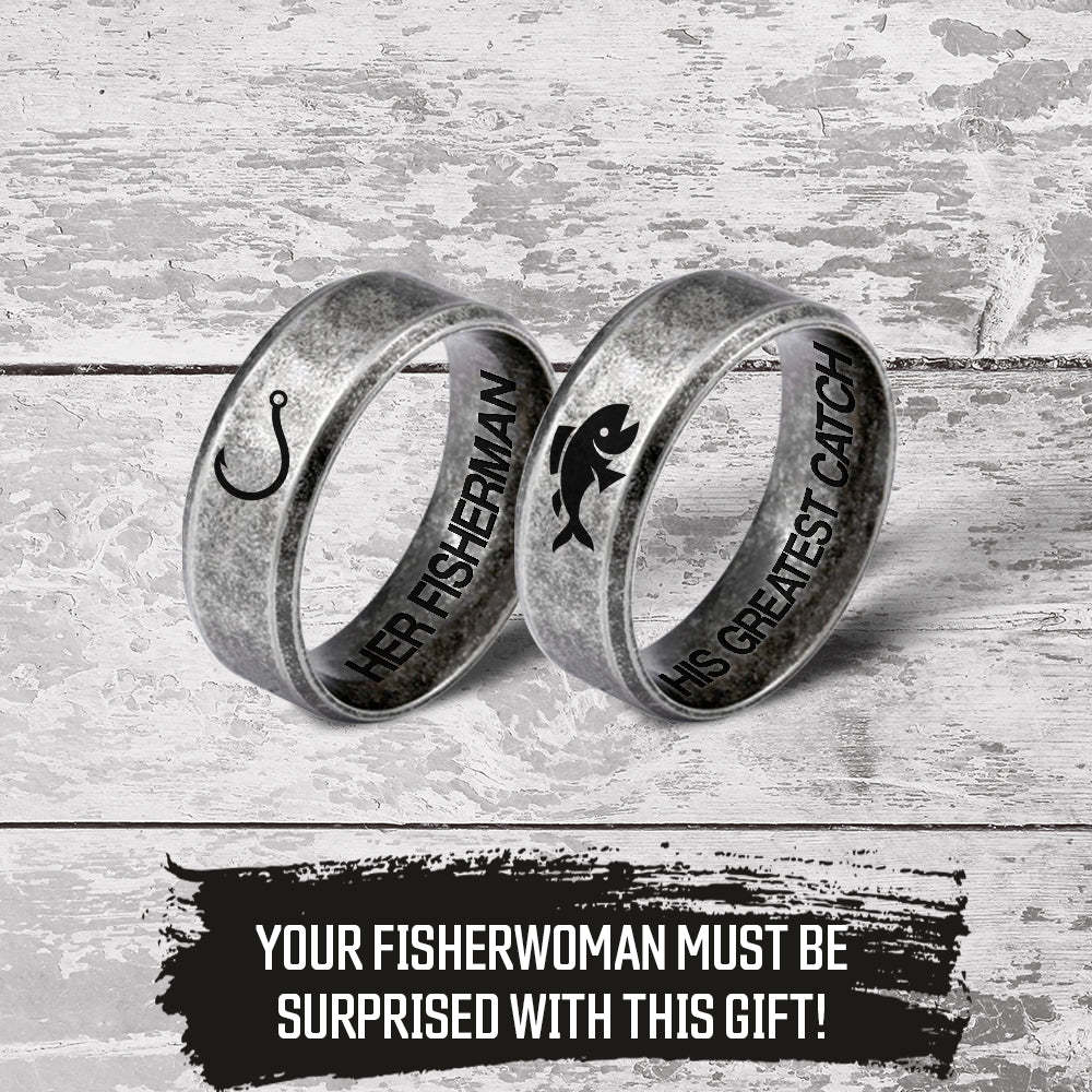 Mother's Day Gift  Fishing Couple Ring - Fishing - To My Fisherwoman - I Reel-y Love You-Engravingift