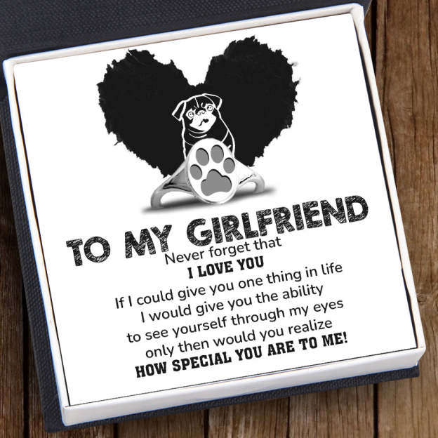 Mother's Day Gift Oval Ring - Pug - My Girlfriend - How Special You Are To Me!-Engravingift