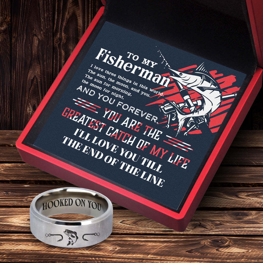 Mother's Day Gift Mother's Day gift Fishing Ring - Fishing - To My Man - I'll Love You Till The End Of The Line-Engravingift