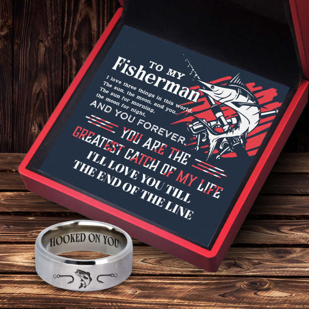 Mother's Day Gift Mother's Day gift Fishing Ring - Fishing - To My Man - I'll Love You Till The End Of The Line-Engravingift
