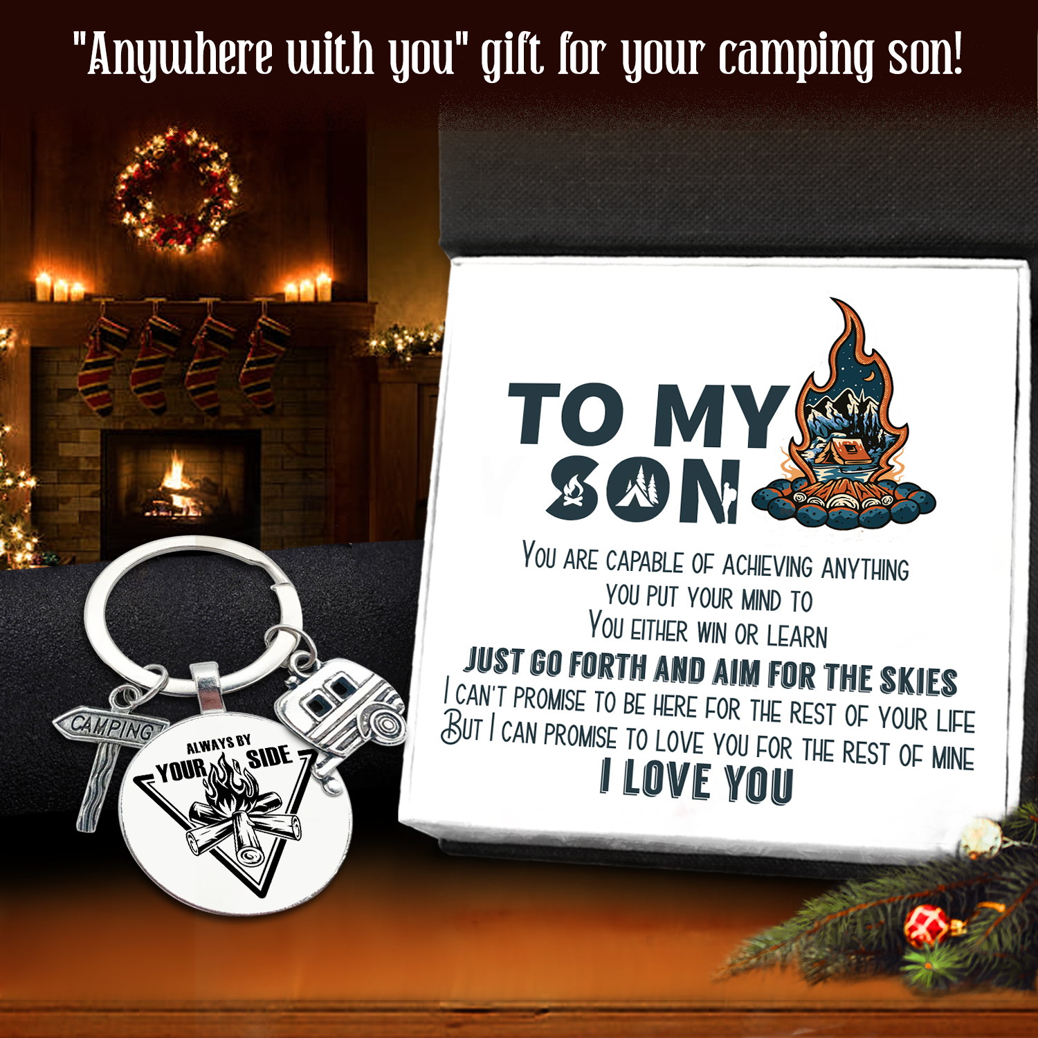 Christmas Gift Camping Keychain - Camping - To My Son - Just Go Forth And Aim For The Skies