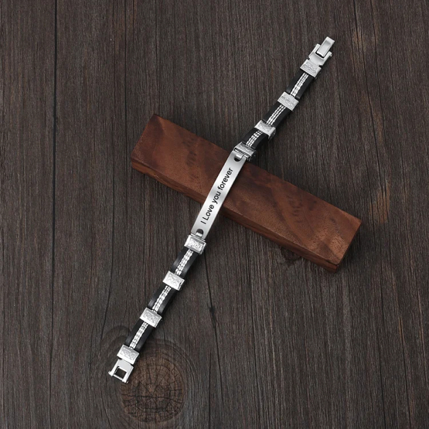 Men Bracelet Custom Text ID Bar Bracelet for Him