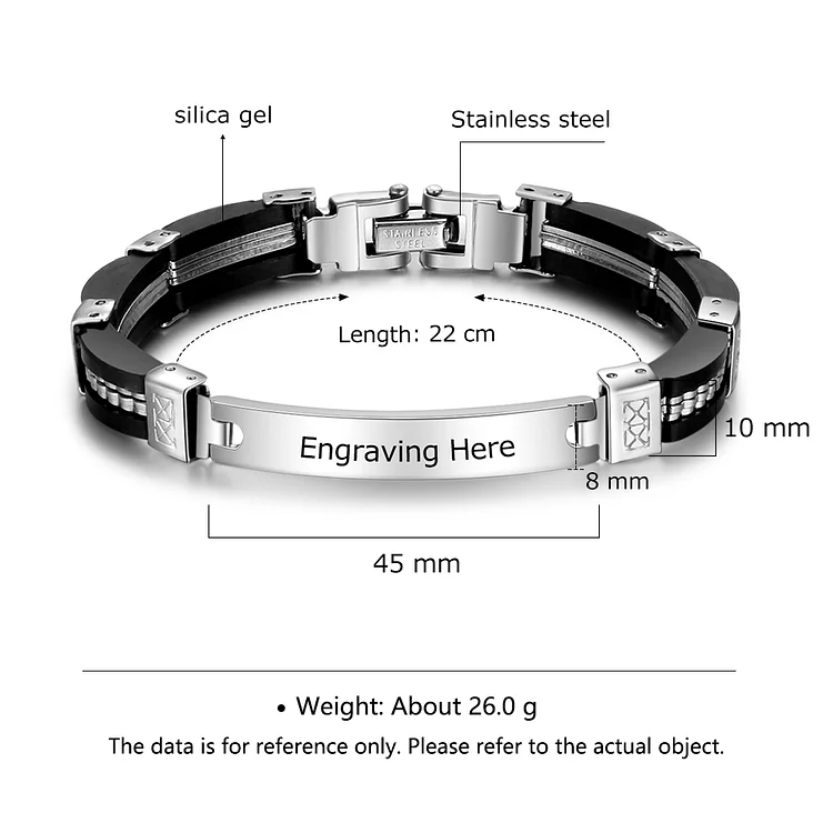 Men Bracelet Custom Text ID Bar Bracelet for Him