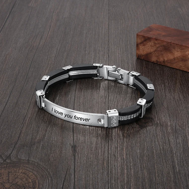 Men Bracelet Custom Text ID Bar Bracelet for Him