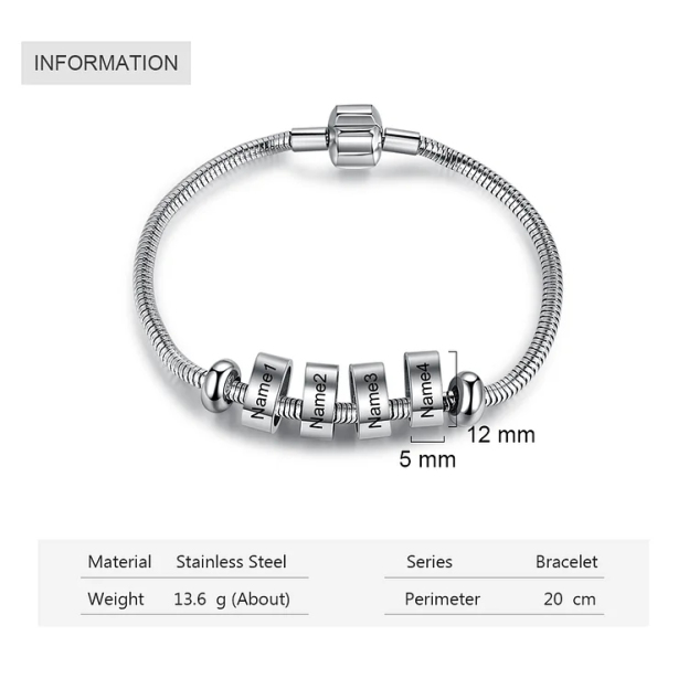 Men Snake Chain Bracelet with Beads