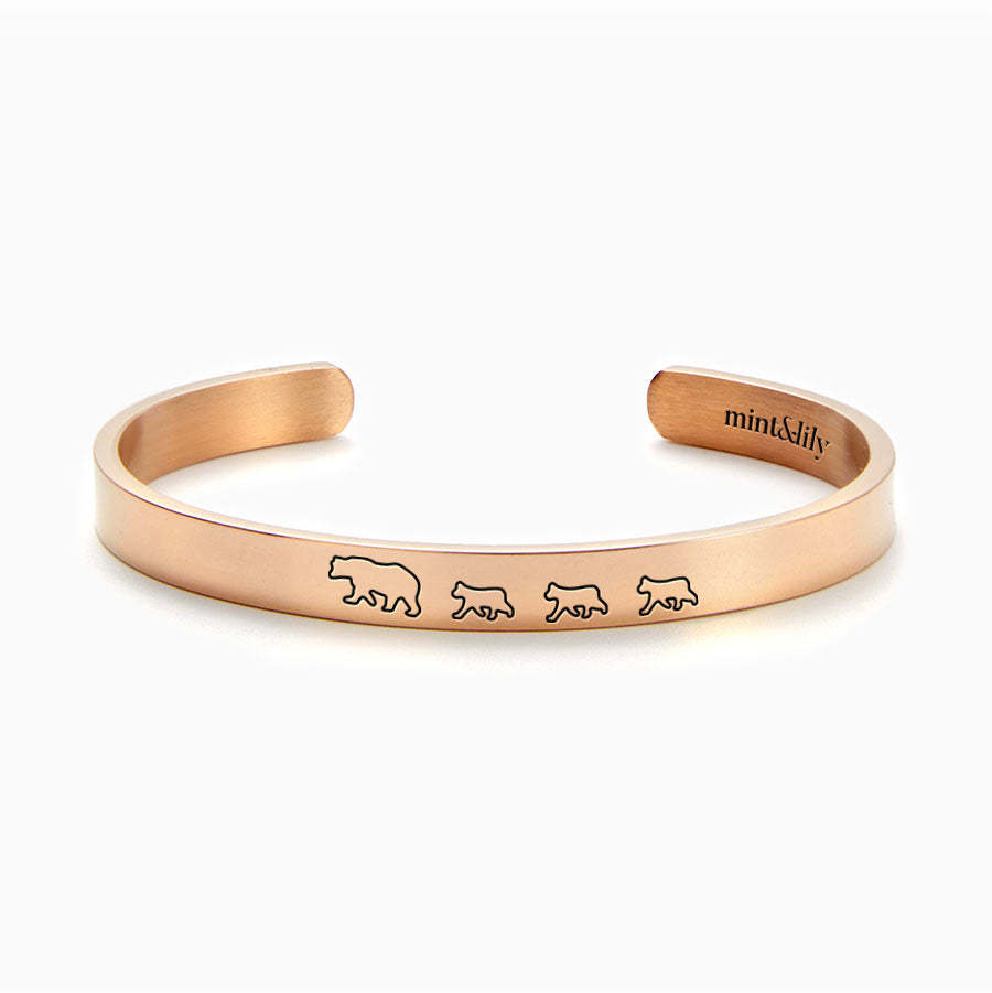 Mother's Day Gift Mama Bear & Her Baby Bears Engraved Personalizable Cuff Bracelet-Engravingift