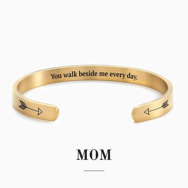 Father's Day Gift You Walk Beside Me Every Day Personalizable Cuff Bracelet-Engravingift