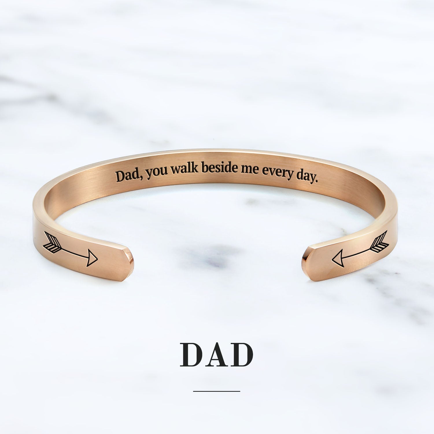 Father's Day Gift You Walk Beside Me Every Day Personalizable Cuff Bracelet-Engravingift