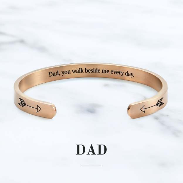 Father's Day Gift You Walk Beside Me Every Day Personalizable Cuff Bracelet-Engravingift