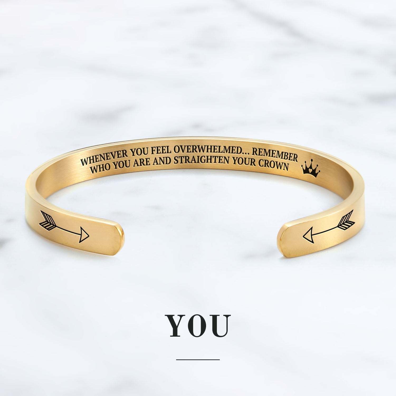 Mother's Day Gift Remember Who You Are and Straighten Your Crown Personalizable Cuff Bracelet-Engravingift