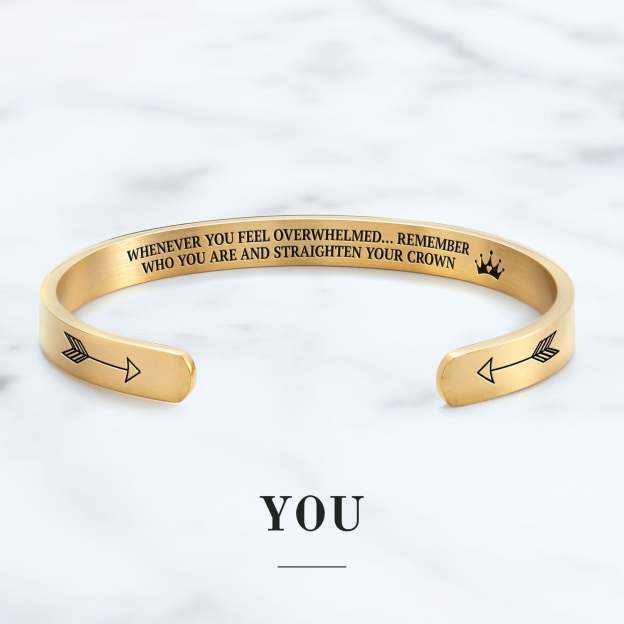 Mother's Day Gift Remember Who You Are and Straighten Your Crown Personalizable Cuff Bracelet-Engravingift