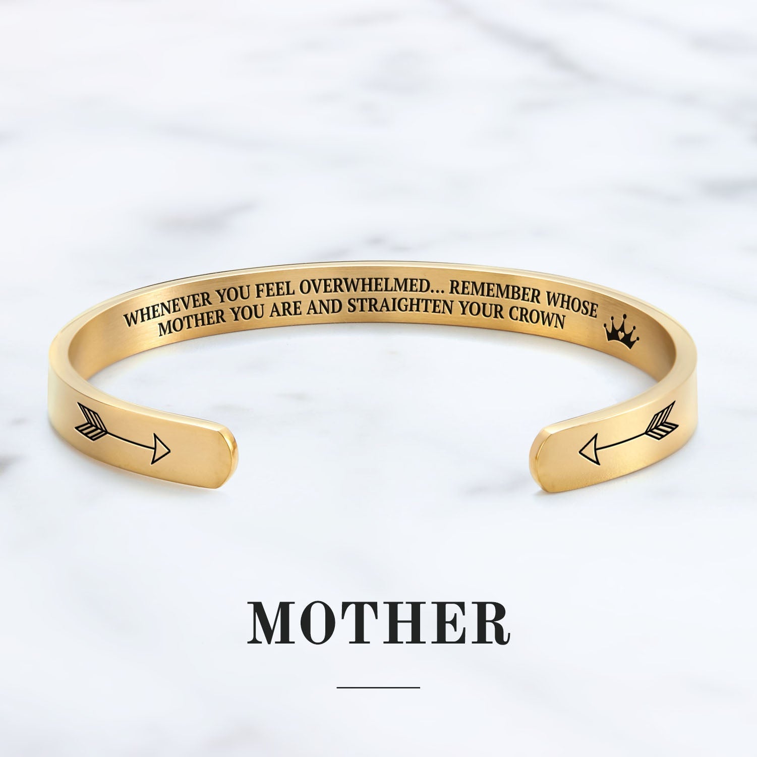 Mother's Day Gift Remember Who You Are and Straighten Your Crown Personalizable Cuff Bracelet-Engravingift