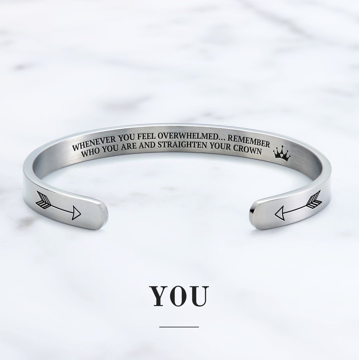 Mother's Day Gift Remember Who You Are and Straighten Your Crown Personalizable Cuff Bracelet-Engravingift