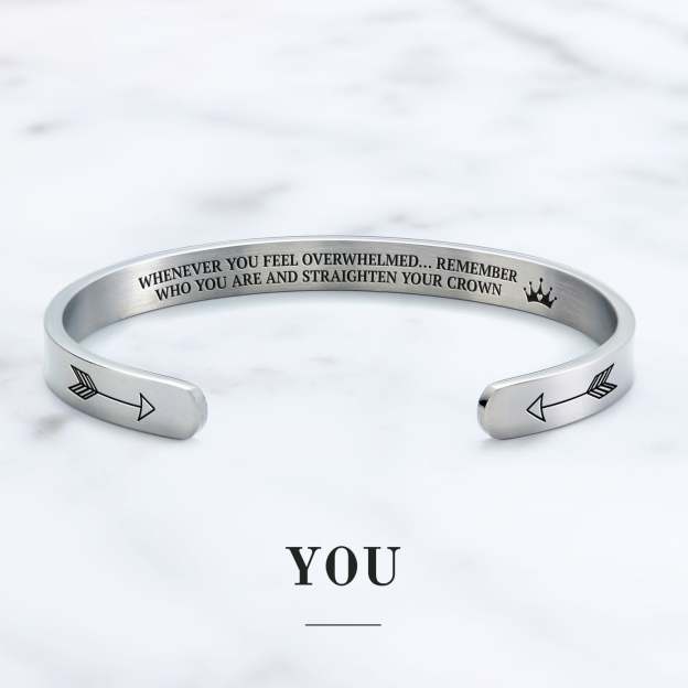 Mother's Day Gift Remember Who You Are and Straighten Your Crown Personalizable Cuff Bracelet-Engravingift