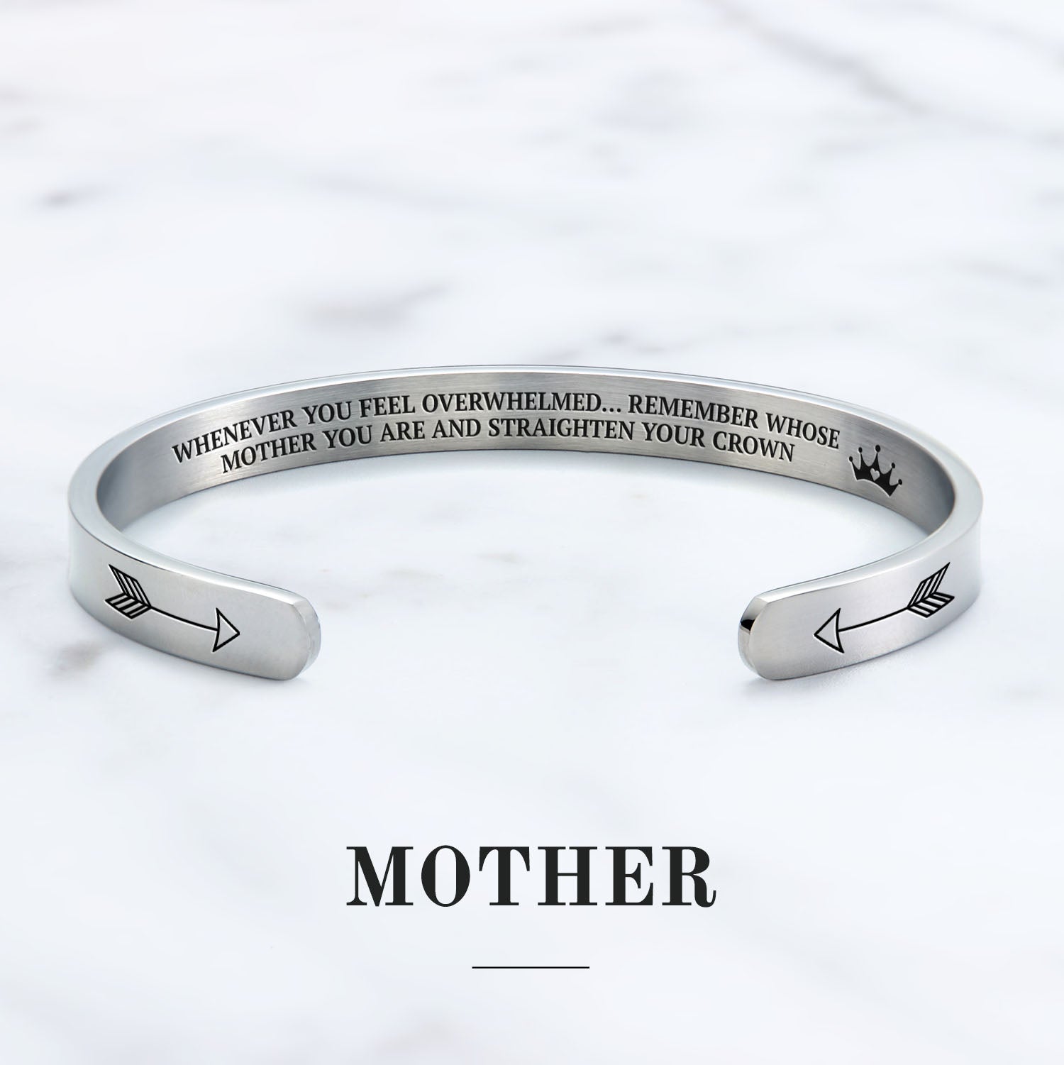 Mother's Day Gift Remember Who You Are and Straighten Your Crown Personalizable Cuff Bracelet-Engravingift