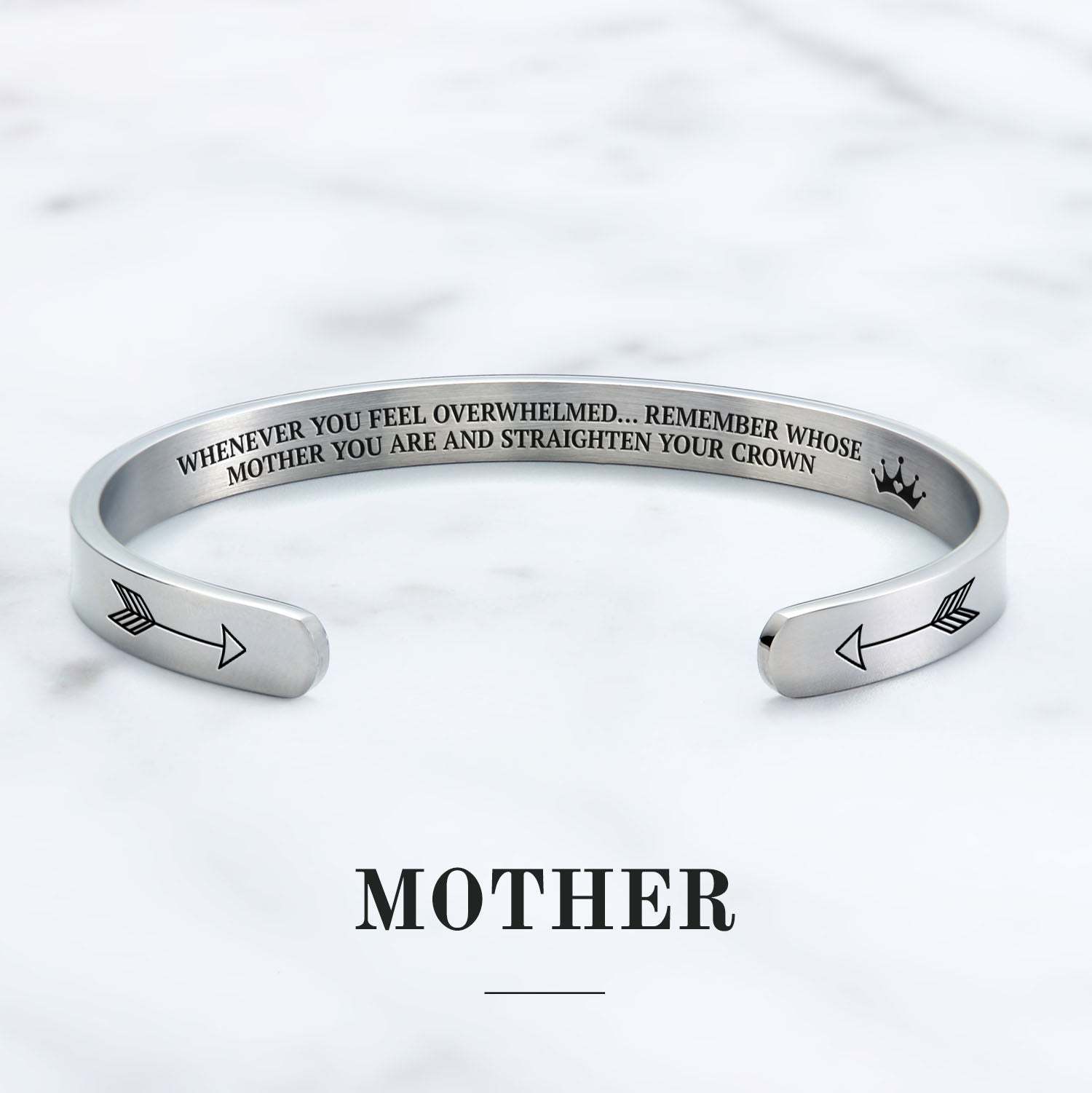 Mother's Day Gift Remember Who You Are and Straighten Your Crown Personalizable Cuff Bracelet-Engravingift