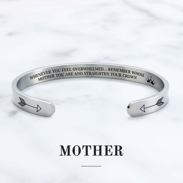 Mother's Day Gift Remember Who You Are and Straighten Your Crown Personalizable Cuff Bracelet-Engravingift