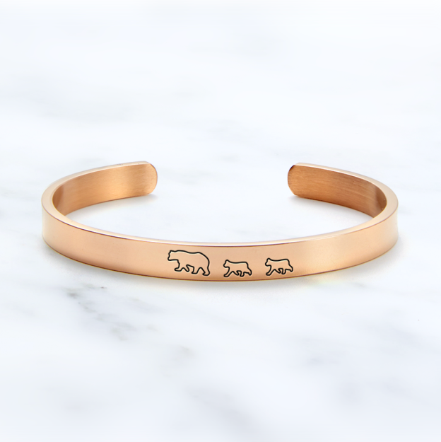 Mother's Day Gift Mama Bear & Her Baby Bears Engraved Personalizable Cuff Bracelet-Engravingift