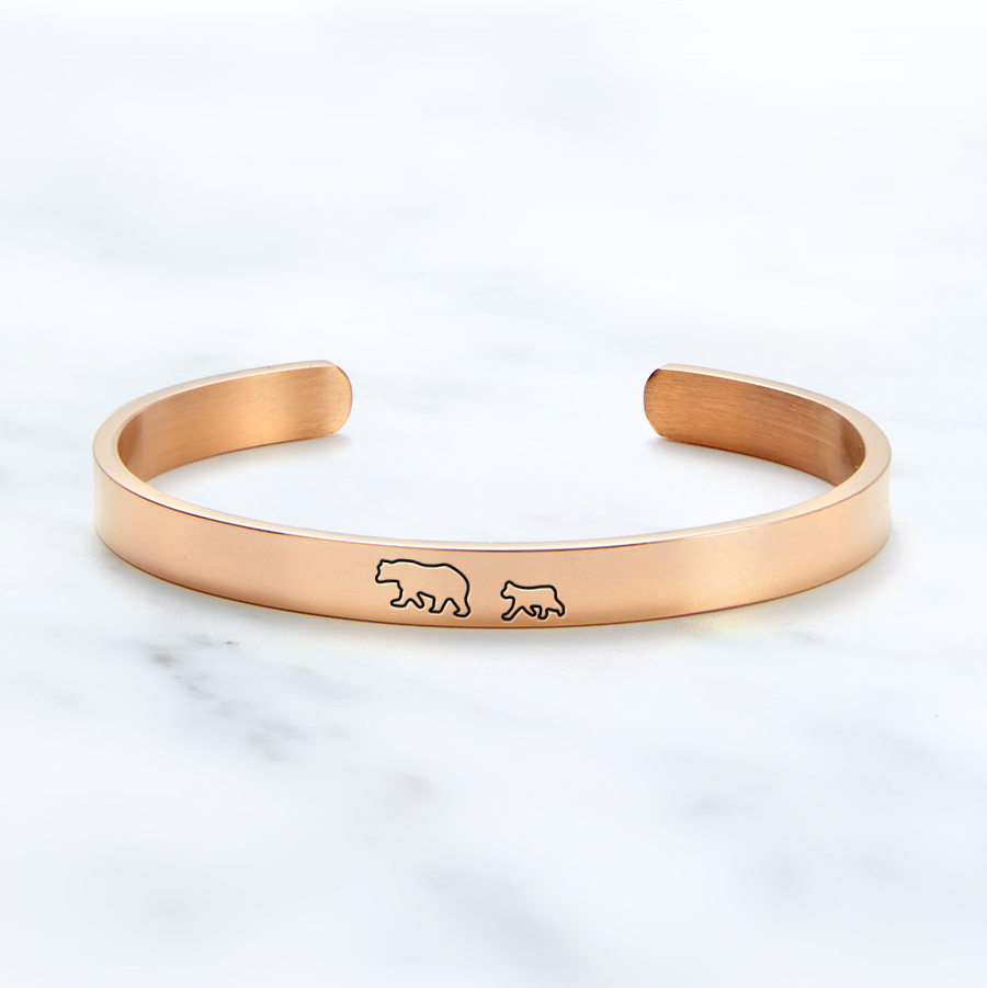Mother's Day Gift Mama Bear & Her Baby Bears Engraved Personalizable Cuff Bracelet-Engravingift