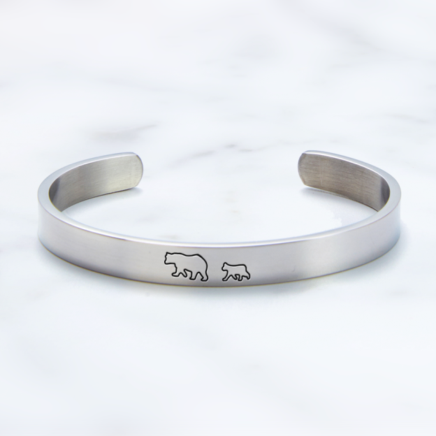 Mother's Day Gift Mama Bear & Her Baby Bears Engraved Personalizable Cuff Bracelet-Engravingift