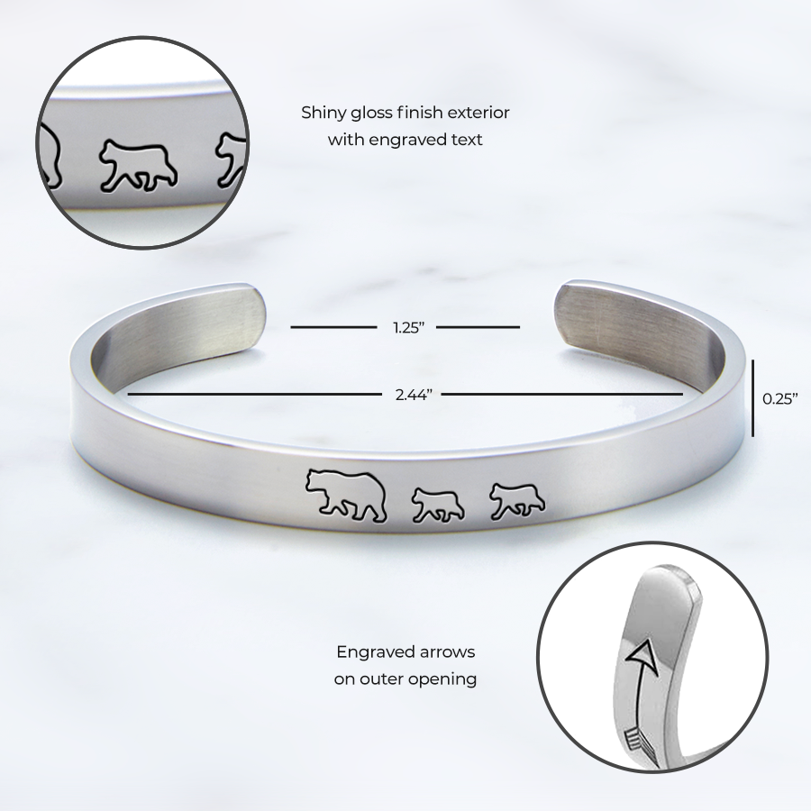 Mother's Day Gift Mama Bear & Her Baby Bears Engraved Personalizable Cuff Bracelet-Engravingift