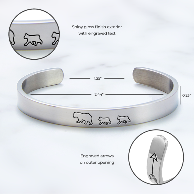 Mother's Day Gift Mama Bear & Her Baby Bears Engraved Personalizable Cuff Bracelet-Engravingift
