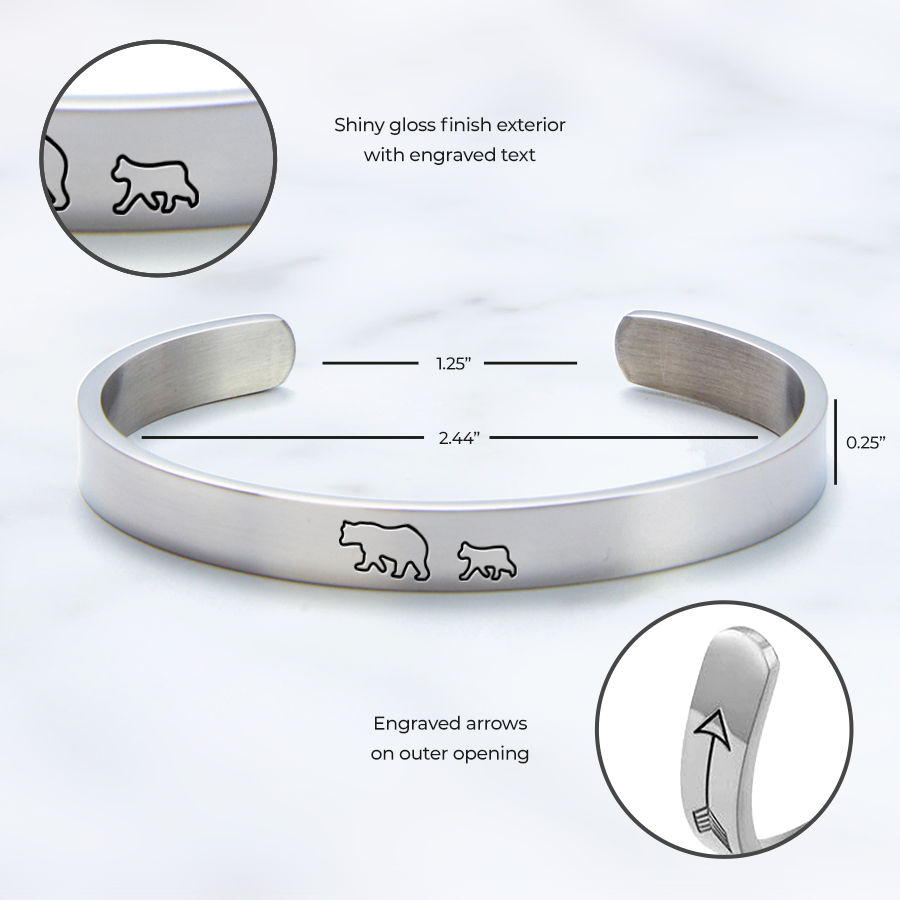 Mother's Day Gift Mama Bear & Her Baby Bears Engraved Personalizable Cuff Bracelet-Engravingift
