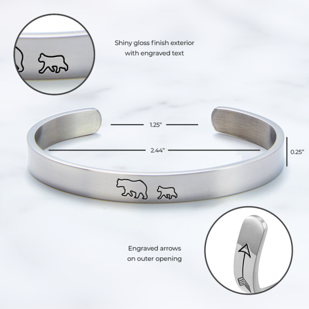 Mother's Day Gift Mama Bear & Her Baby Bears Engraved Personalizable Cuff Bracelet-Engravingift