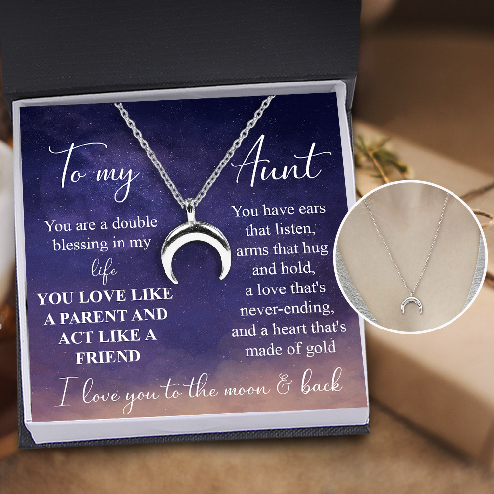 Mother's Day Gift Charmy Moon Necklace - Family - To My Aunt - You Are A Double Blessing In My Life-Engravingift
