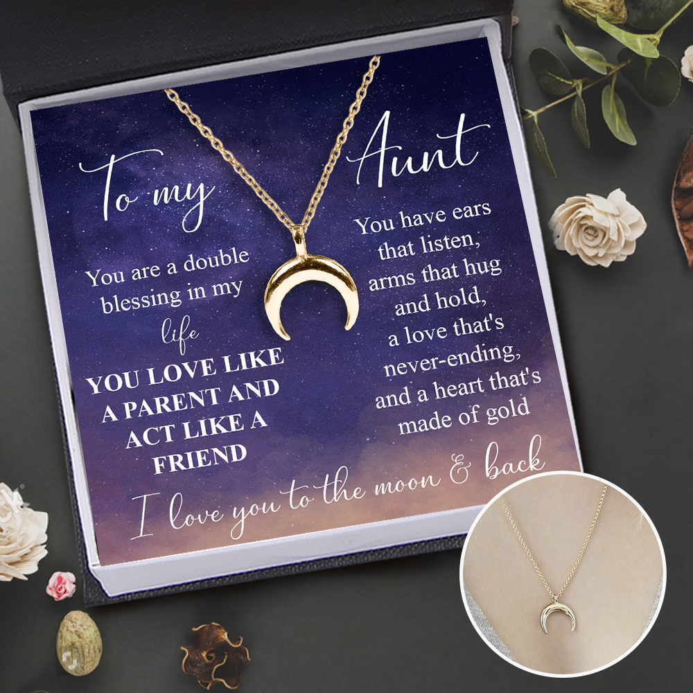 Mother's Day Gift Charmy Moon Necklace - Family - To My Aunt - You Are A Double Blessing In My Life-Engravingift