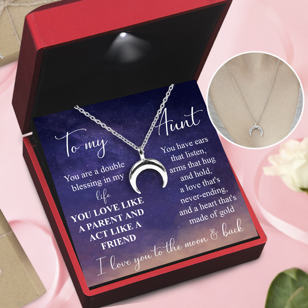 Mother's Day Gift Charmy Moon Necklace - Family - To My Aunt - You Are A Double Blessing In My Life-Engravingift