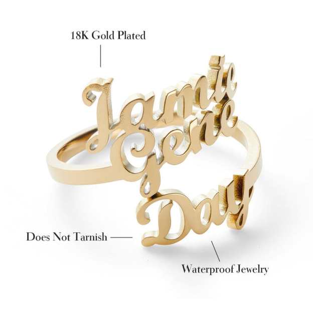 Mother's Day Day Gift Personalized Double Name Ring-Adjustable size-Engravingift