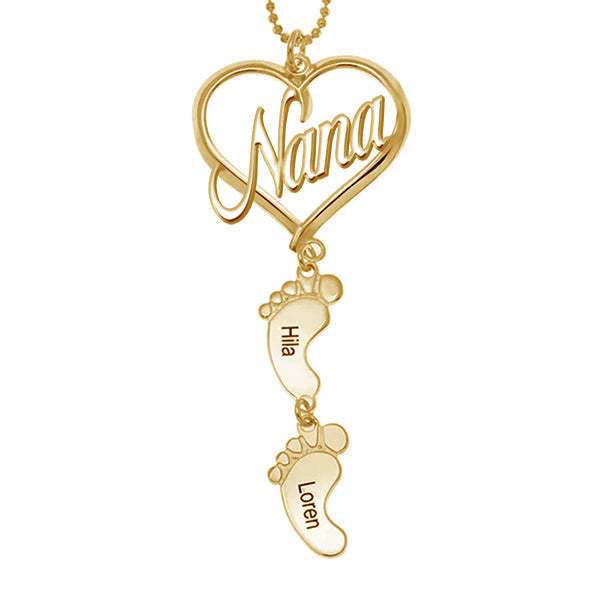 Mother's Day Gift Mama Heart Pendant With Birthstone Baby Feet Necklace-Engravingift