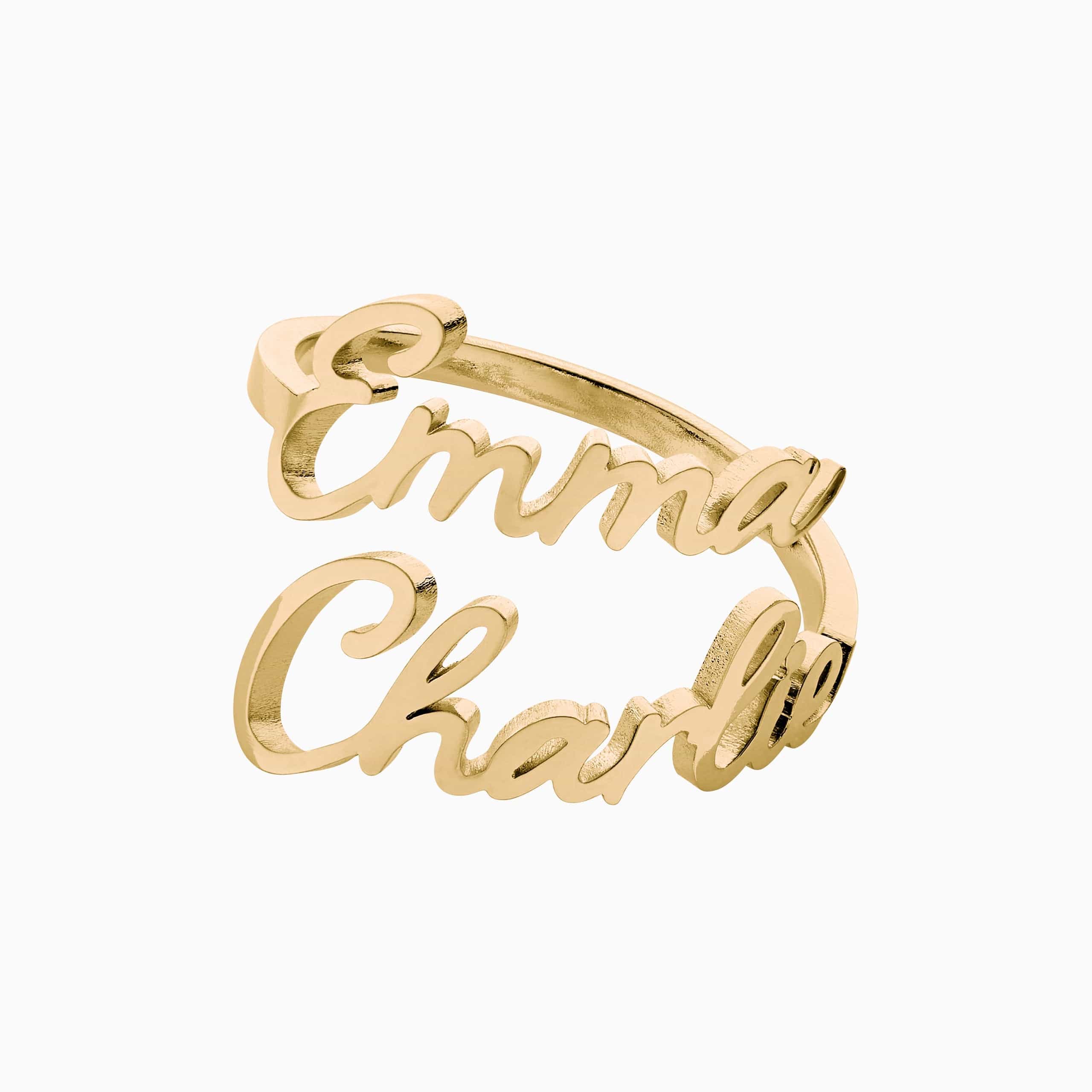 Mother's Day Day Gift Personalized Double Name Ring-Adjustable size-Engravingift