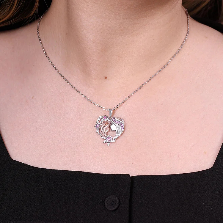 Mother and Daughter Necklace Heart Flower Pendant Necklace for Her