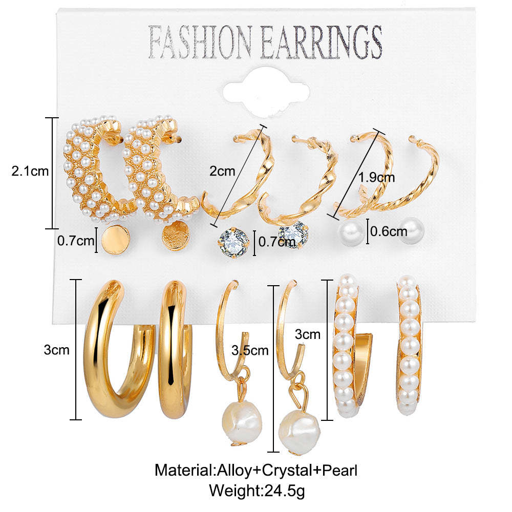 Mother's Day Gift Hot Sale Gold Geometric Pearl Earrings-Engravingift