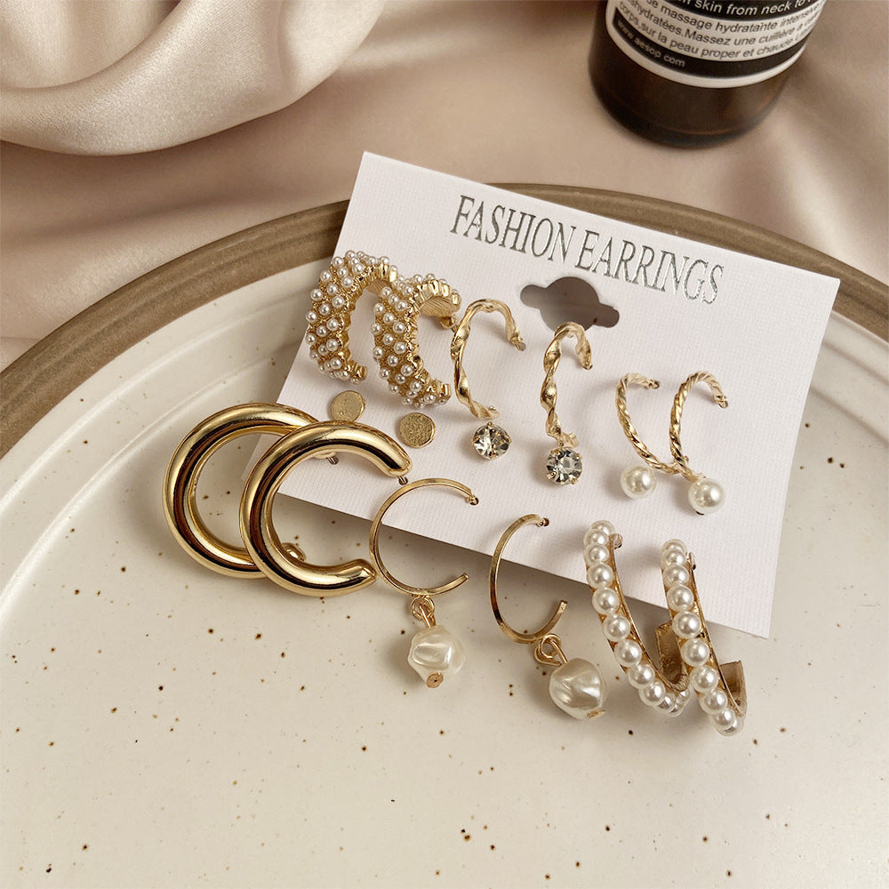 Mother's Day Gift Hot Sale Gold Geometric Pearl Earrings-Engravingift