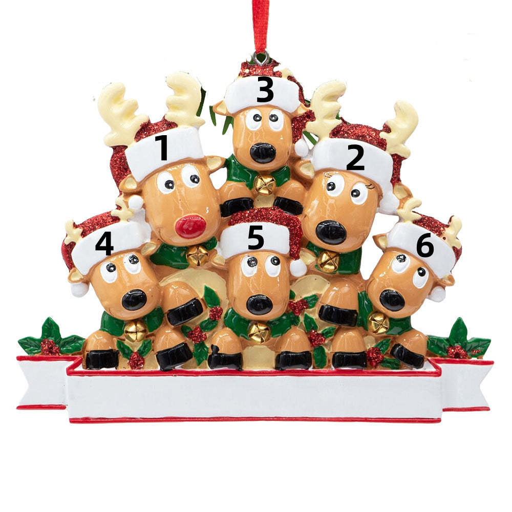 Christmas Gift CUSTOM CARTOON REINDEER FAMILY CHRISTMAS ORNAMENT-Engravingift