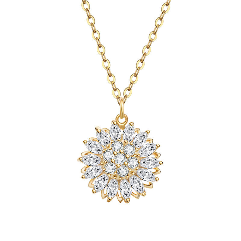 Mother's Day Gift Spinning Sunflower Necklace-Engravingift