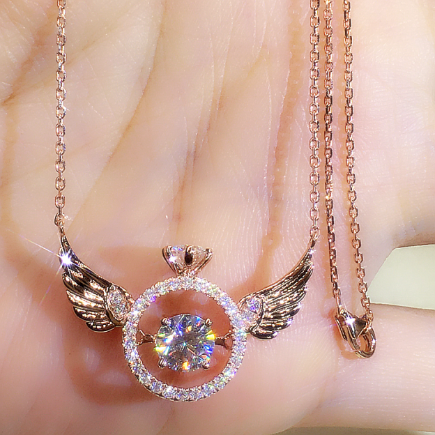 Mother's Day Gift Diamond Angel Wings Necklace-Engravingift