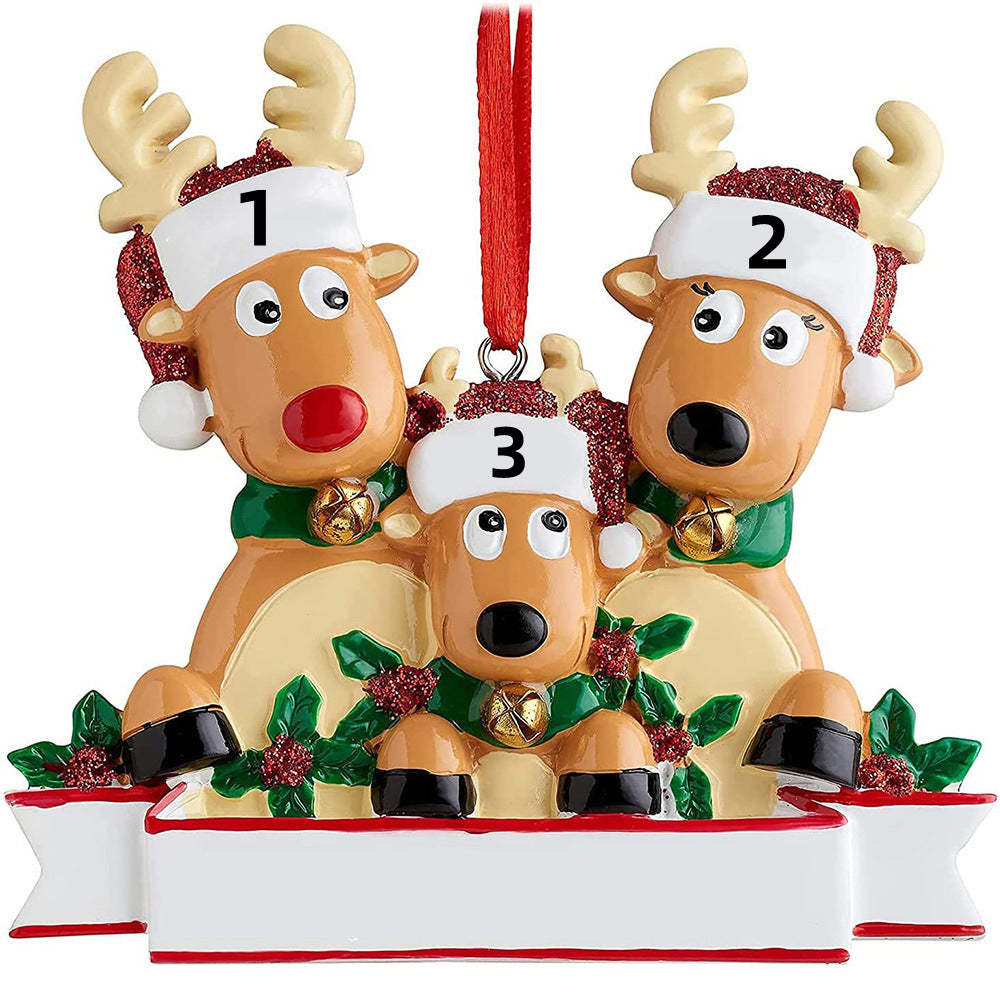 Christmas Gift CUSTOM CARTOON REINDEER FAMILY CHRISTMAS ORNAMENT-Engravingift