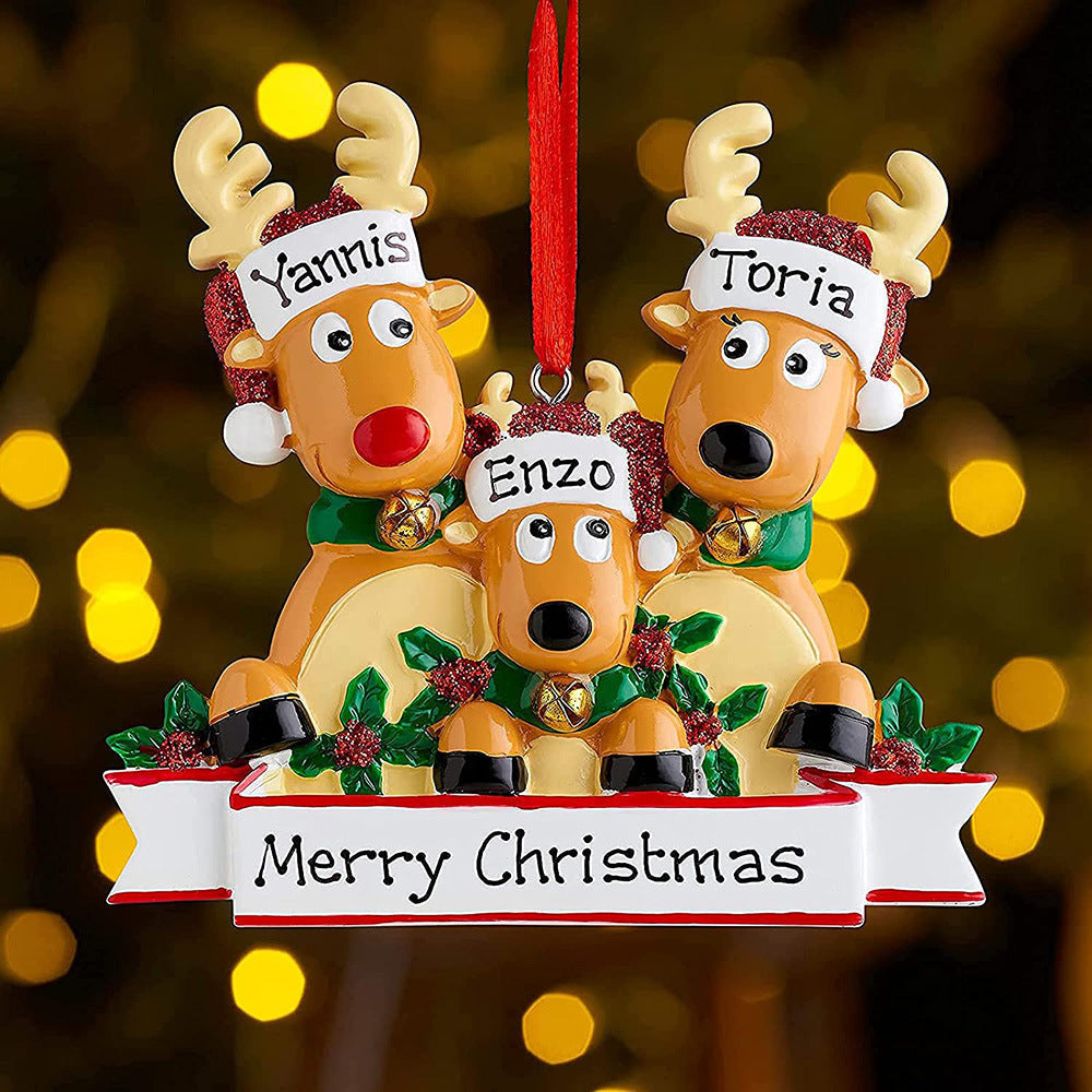 Christmas Gift CUSTOM CARTOON REINDEER FAMILY CHRISTMAS ORNAMENT-Engravingift