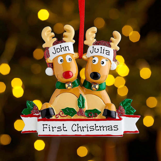 Christmas Gift CUSTOM CARTOON REINDEER FAMILY CHRISTMAS ORNAMENT-Engravingift