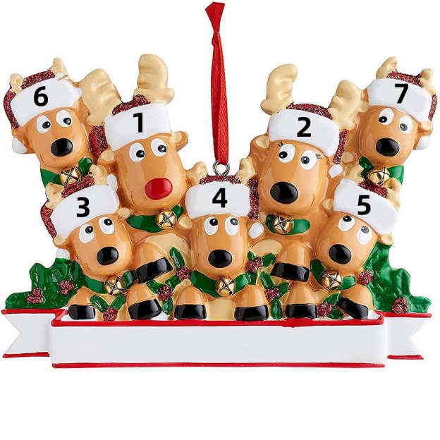Christmas Gift CUSTOM CARTOON REINDEER FAMILY CHRISTMAS ORNAMENT-Engravingift