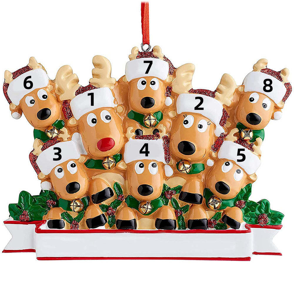 Christmas Gift CUSTOM CARTOON REINDEER FAMILY CHRISTMAS ORNAMENT-Engravingift