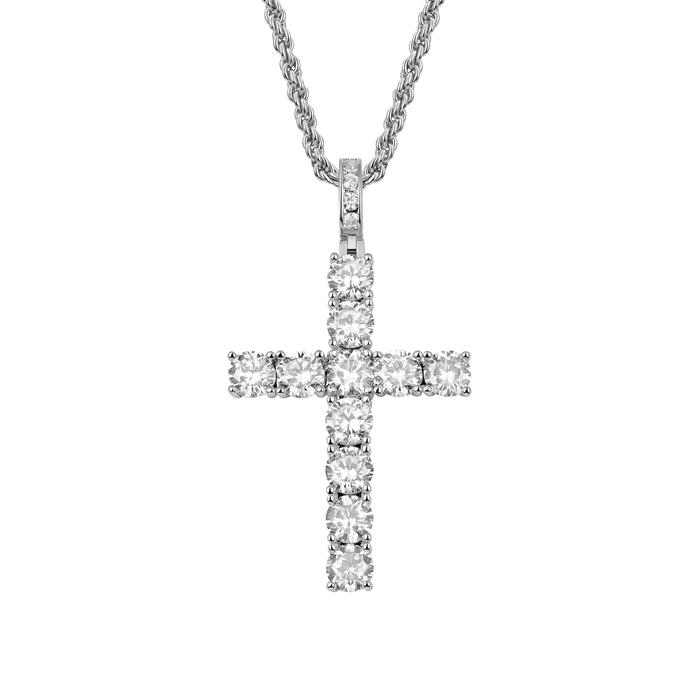 Father's Day Gift Medium Tennis Cross Pendant-Engravingift