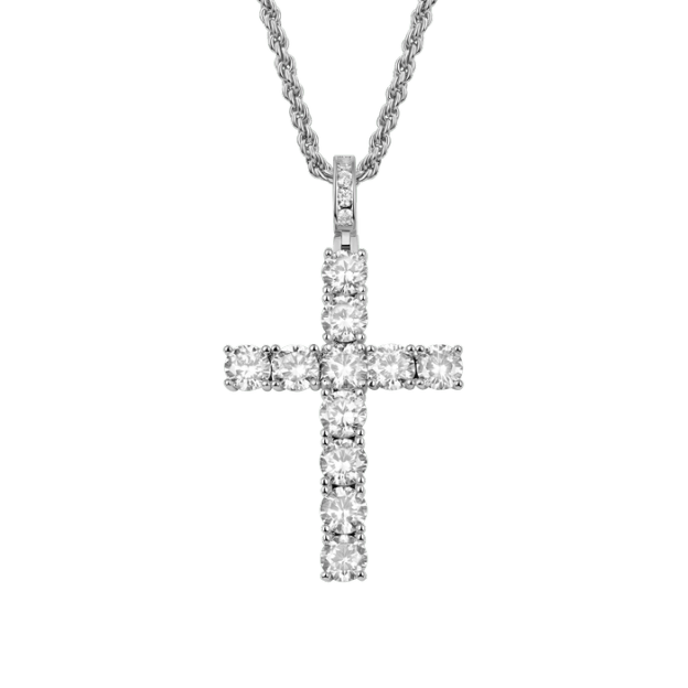 Father's Day Gift Medium Tennis Cross Pendant-Engravingift