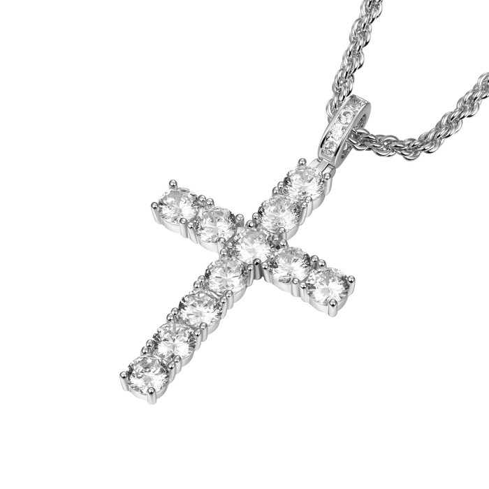 Father's Day Gift Medium Tennis Cross Pendant-Engravingift