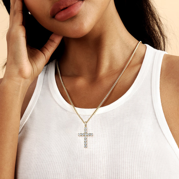Father's Day Gift Medium Tennis Cross Pendant-Engravingift