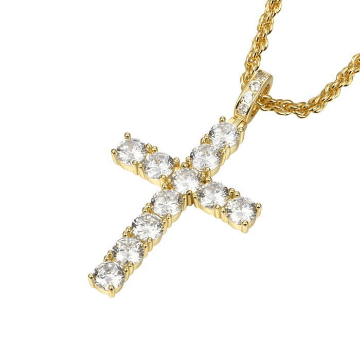 Father's Day Gift Medium Tennis Cross Pendant-Engravingift